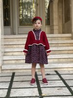 پیراهن دخترنه ماهور کالکشن پاییزه مخمل کبریتی